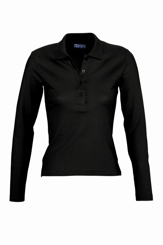 SOL'S Ladies Podium Long Sleeve Cotton Piqué Polo Shirt - Image 2