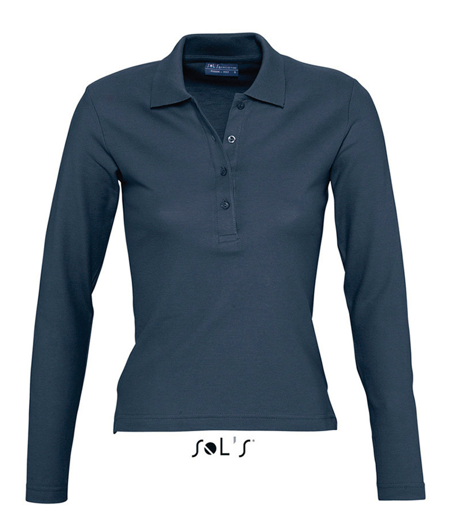 SOL'S Ladies Podium Long Sleeve Cotton Piqué Polo Shirt - Image 14