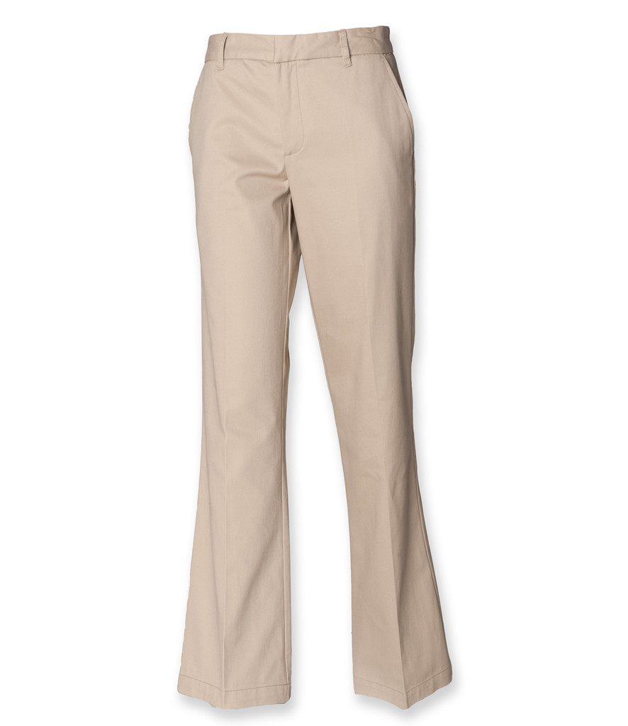 Henbury Ladies Flat Fronted Chino Trousers - Wreal Sports