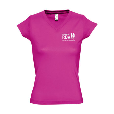 Cotswold RDA Ladies V Neck T Shirt - Fuchsia